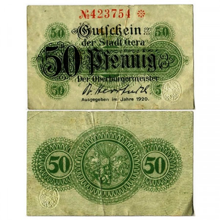 1920 * Notgeld Germania 50 Pfennig "Turingia - Gera" (G10.7) BB