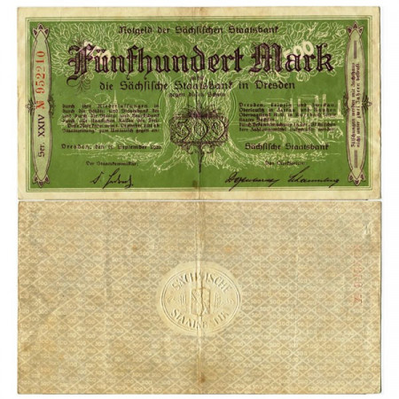 1922 * Notgeld Germania 500 Mark "Sassonia - Dresda" BB+