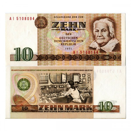 1971 (1985) * Banconota Germania DDR Repubblica Democratica 10 Mark "Clara Zetkin" (p28b) FDS