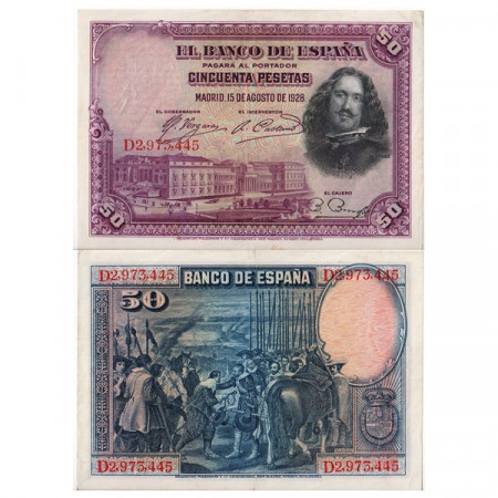 1928 * Banconota Spagna 50 Pesetas "DR de Silva y Velázquez" (p75b) BB+