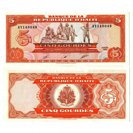 1989 * Banconota Haiti 5 Gourdes "Vertières Combat" (p255a) FDS