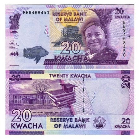 2016 * Banconota Malawi 20 Kwacha "Lazalo Mkhuzo Jere" (p63c) FDS