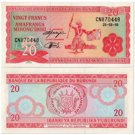 1995 * Banconota Burundi 20 Francs "Dancer" (p27c) FDS