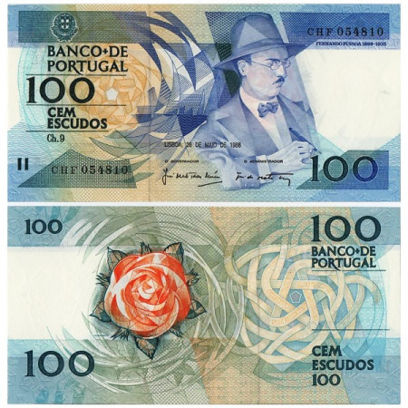 1988 * Banconota Portogallo 100 Escudos "Fernando Pessoa" (p179e) FDS