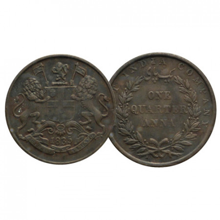 1835 (m) * 1/4 Anna India Britannica "East India Company" (KM 446.2) SPL