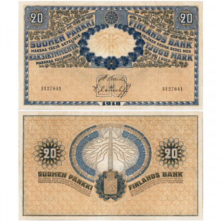 1918 * Banconota Finlandia 20 Markkaa "Caduceus" (p38) BB