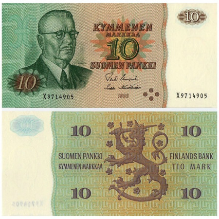 1980 * Banconota Finlandia 10 Markkaa "JK Paasikivi" (p111a) FDS