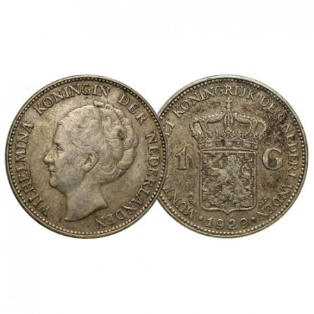 1929 * 1 Gulden Argento Olanda - Paesi Bassi "Wilhelmina I" (KM 161.1) BB