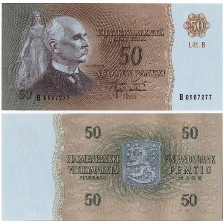 1963 B * Banconota Finlandia 50 Markkaa "KJ Ståhlberg - Litt. B" (p107a) FDS