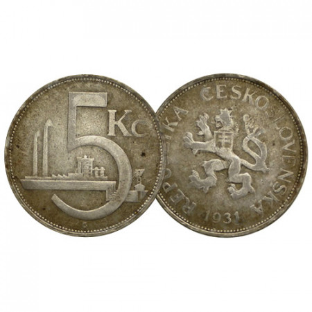 1931 * 5 Korun Argento Cecoslovacchia "Czeck Lion" (KM 11) MB