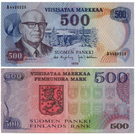 1975 * Banconota Finlandia 500 Markkaa "UK Kekkonen" (p110b) BB+