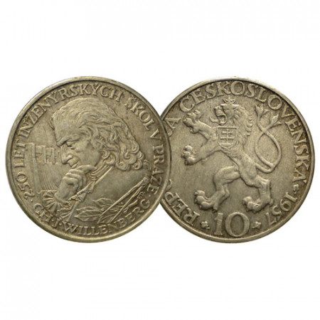 1957 * 10 Korun Argento Cecoslovacchia "250° Anniversario - Technical University" (KM 47.1) SPL