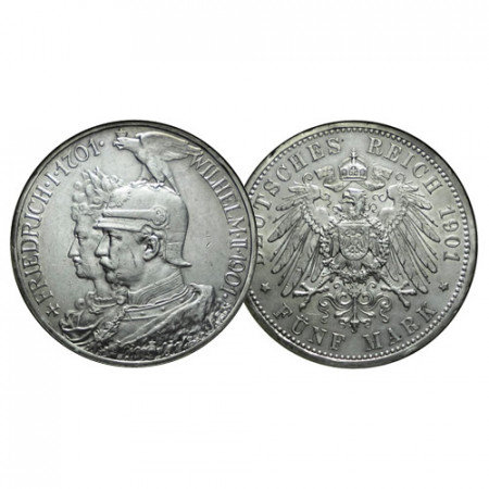 1901 A * 5 Mark Argento Stati Tedeschi "Prussia - Guglielmo II" (KM 526) SPL