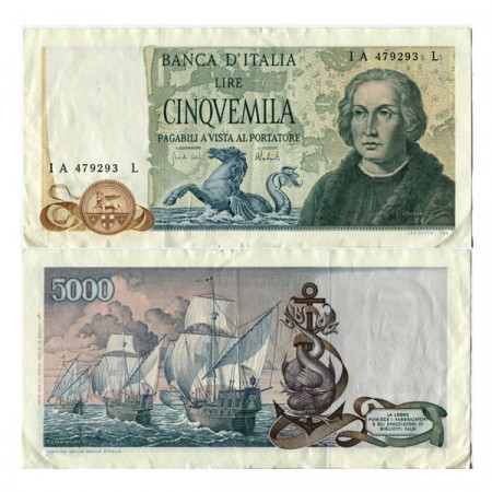 1973 (11/04) * Banconota Italia Repubblica 5000 Lire "C Colombo - Tipo 2" BI.802 (p102b) BB