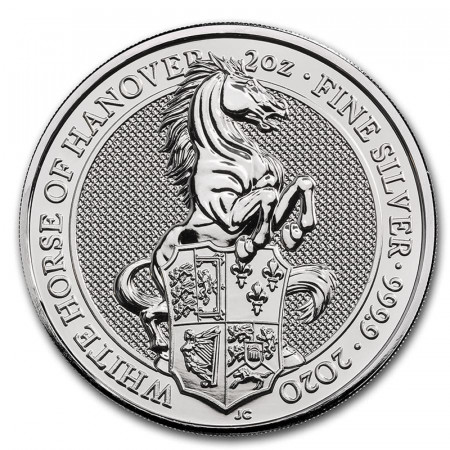 2020 * 5 Pounds Argento 2 OZ Gran Bretagna "Queen’s Beasts - White Horse of Hannover" FDC