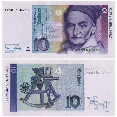 1989 * Banconota Germania Repubblica Federale 10 Deutsche Mark "CF Gauss" (p38a) FDS