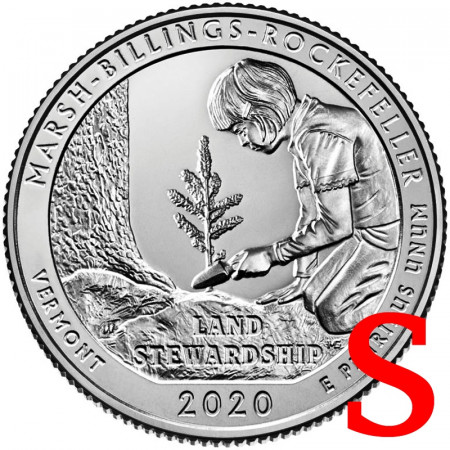 2020 * Quarto di Dollaro (25 Cents) Stati Uniti "National Park - Marsh-Billings-Rockefeller, Vermont" S UNC