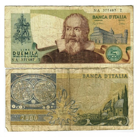 1973 * Banconota Italia Repubblica 2000 Lire "G Galilei" BI.740 (p103a) B