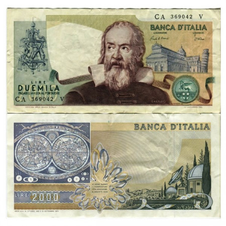 1976 * Banconota Italia Repubblica 2000 Lire "G Galilei" BI.741 (p103b) BB