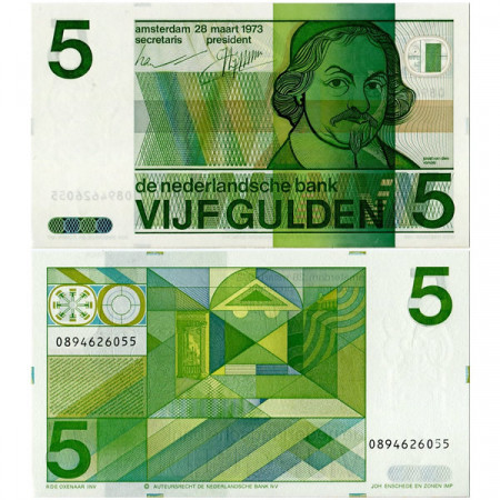 1973 * Banconota Olanda - Paesi Bassi 5 Gulden "Joost van den Vondel" (p95a) FDS