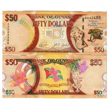 2016 * Banconota Guyana 50 Dollars "50th Independence" (pNew) FDS