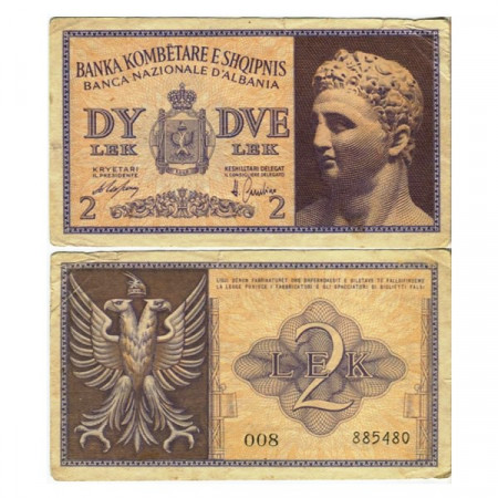 ND (1940) * Banconota Albania 2 Lek "Occupazione Italiana" (p9) BB+