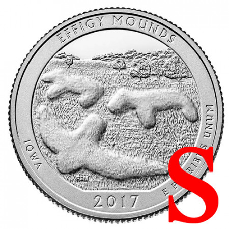 2017 * Quarto di Dollaro (25 Cents) Stati Uniti "Effigy Mounds - Iowa" S