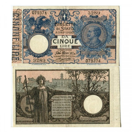 1915 (17/06) * Banconota Italia Regno 5 Lire "Vittorio Emanuele III - Biglietto di Stato" (BS.54 p23d) BB