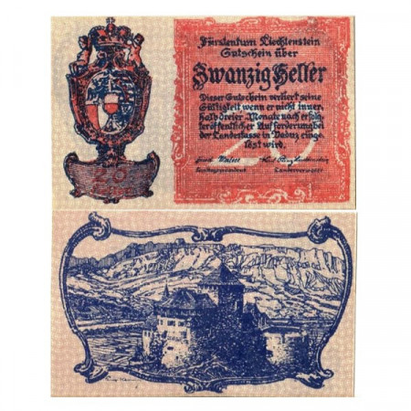 ND (1920) * Gutschein Liechtenstein 20 Heller "Vaduz" (KM 2) FDS