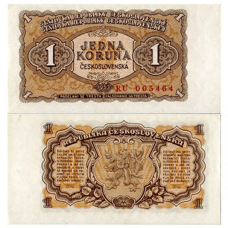 1953 * Banconota Cecoslovacchia 1 Koruna "Repubblica Popolare" (p78b) FDS