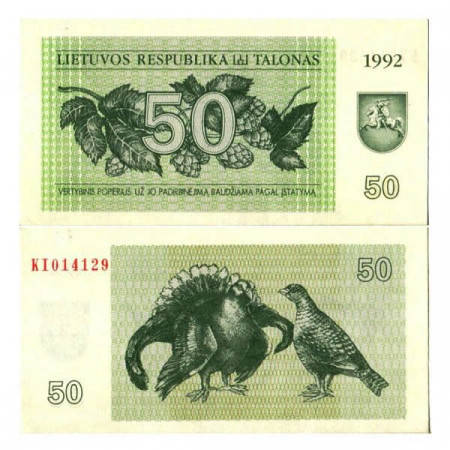 1992 * Banconota Lituania 50 Talonas "Black Grouses" (p41) FDS