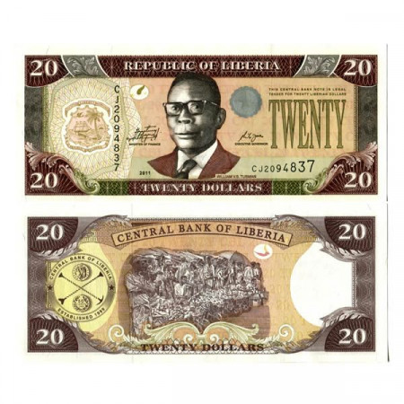 2011 * Banconota Liberia 20 Dollars "President W Tubman" (p28f) FDS