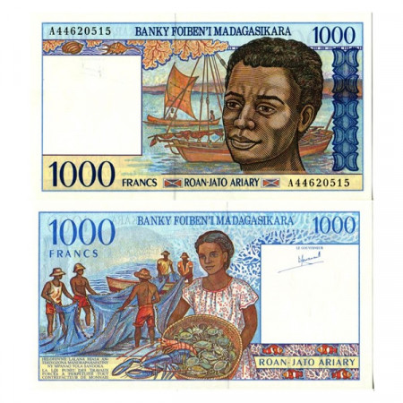 ND (1994) * Banconota Madagascar 1000 Francs = 200 Ariary "Fisherman" (76a) FDS