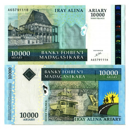 ND (2006) * Banconota Madagascar 10.000 Ariary = 50.000 Francs "Palais d'Argent" (p92a) qFDS