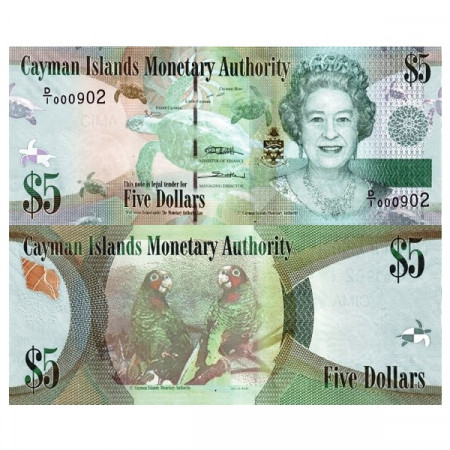 2010 * Banconota Cayman 5 Dollars "Elizabeth II - Parrots" (p39a) FDS