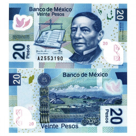2016 * Banconota Polimera Messico 20 Pesos "Benito Juárez" (p122n) FDS