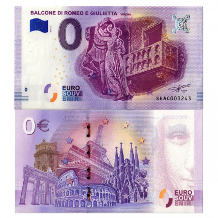 2018-1 * Banconota Souvenir Italia Unione Europea 0 Euro "Verona - Balcone Giulietta e Romeo" FDS