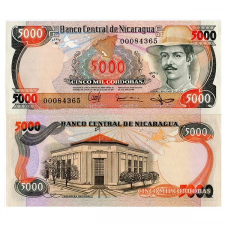 L.1985 (1987) * Banconota Nicaragua 5000 Cordobas "B Zeledon" (p146) FDS