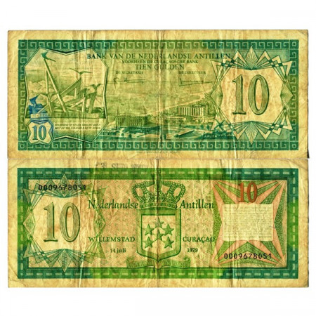 1979 * Banconota Antille Olandesi 10 Gulden "Oranjestad Aruba" (p16a) MB