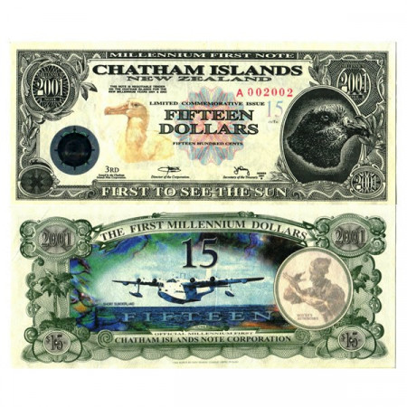 2001 * Banconota Nuova Zelanda 15 Dollars "Chatham Islands" FDS