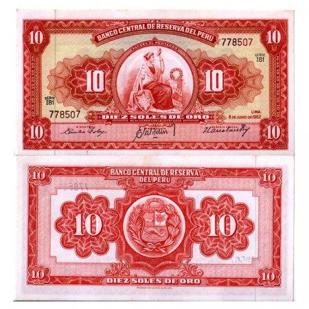 1962 * Banconota Perù 10 Soles de Oro "Liberty" (p84a) qFDS