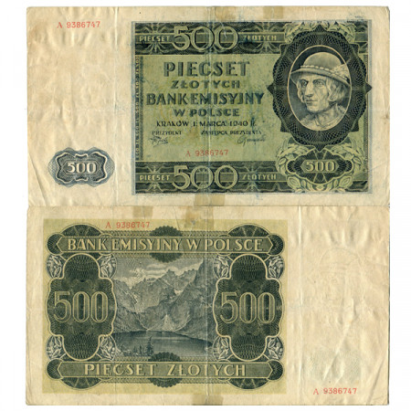 1940 * Banconota Polonia 500 Zlotych "Occupazione Tedesca" (p98) MB