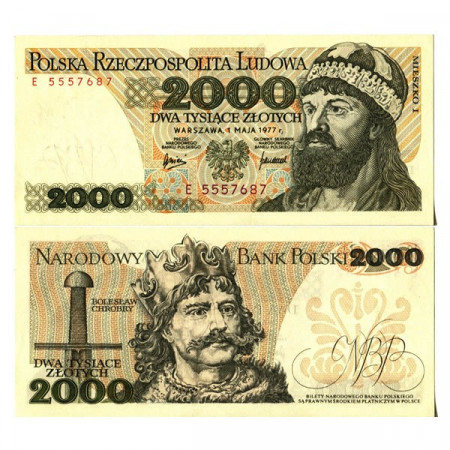 1977 * Banconota Polonia 2000 Zlotych "Duke Mieszko I" (p147a) FDS