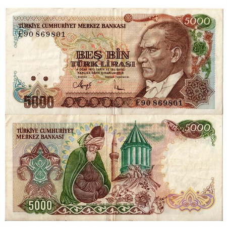 L.1970 (1985) * Banconota Turchia 5000 Lira "Kemal Atatürk" (p197) BB