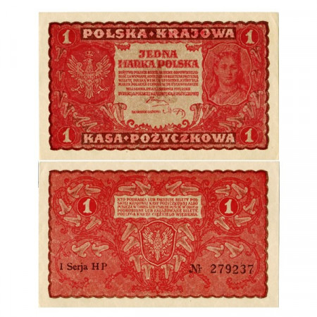 1919 * Banconota Polonia 1 Marka "Queen Jadwiga" (p23) qFDS