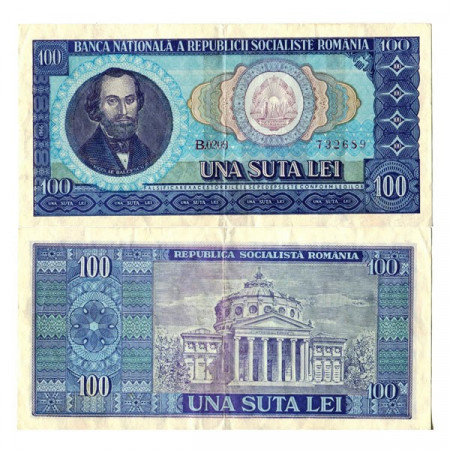 1966 * Banconota Romania 100 Lei "Repubblica Socialista" (p97a) BB+