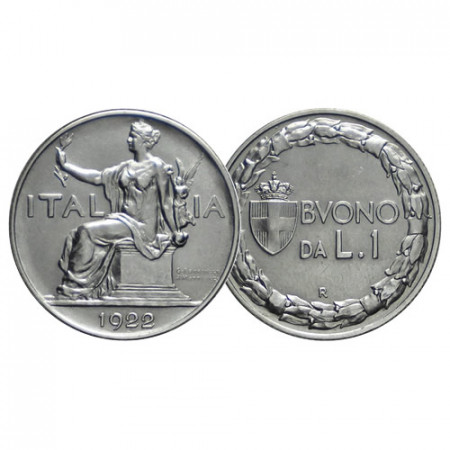 1922 * Buono da 1 Lira Italia Regno "Vittorio Emanuele III - Italia Seduta" (G 140 - KM 62) qFDC/FDC