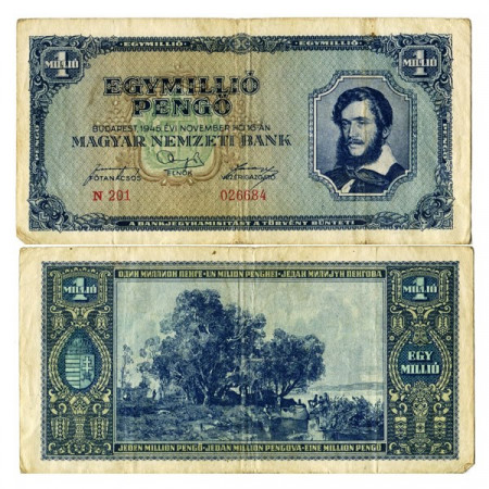 1945 * Banconota Ungheria 1 Milione - 1.000.000  Pengo "Inflation" (p122) BB