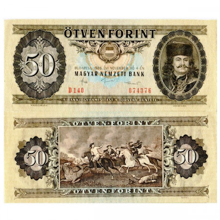 1986 * Banconota Ungheria 50 Forint "Prince Rákóczi Ferenc II" (p170g) qFDS