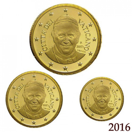2016 * Set VATICANO 50, 20, 10 Centesimi "Papa Francesco" Anno III PROOF